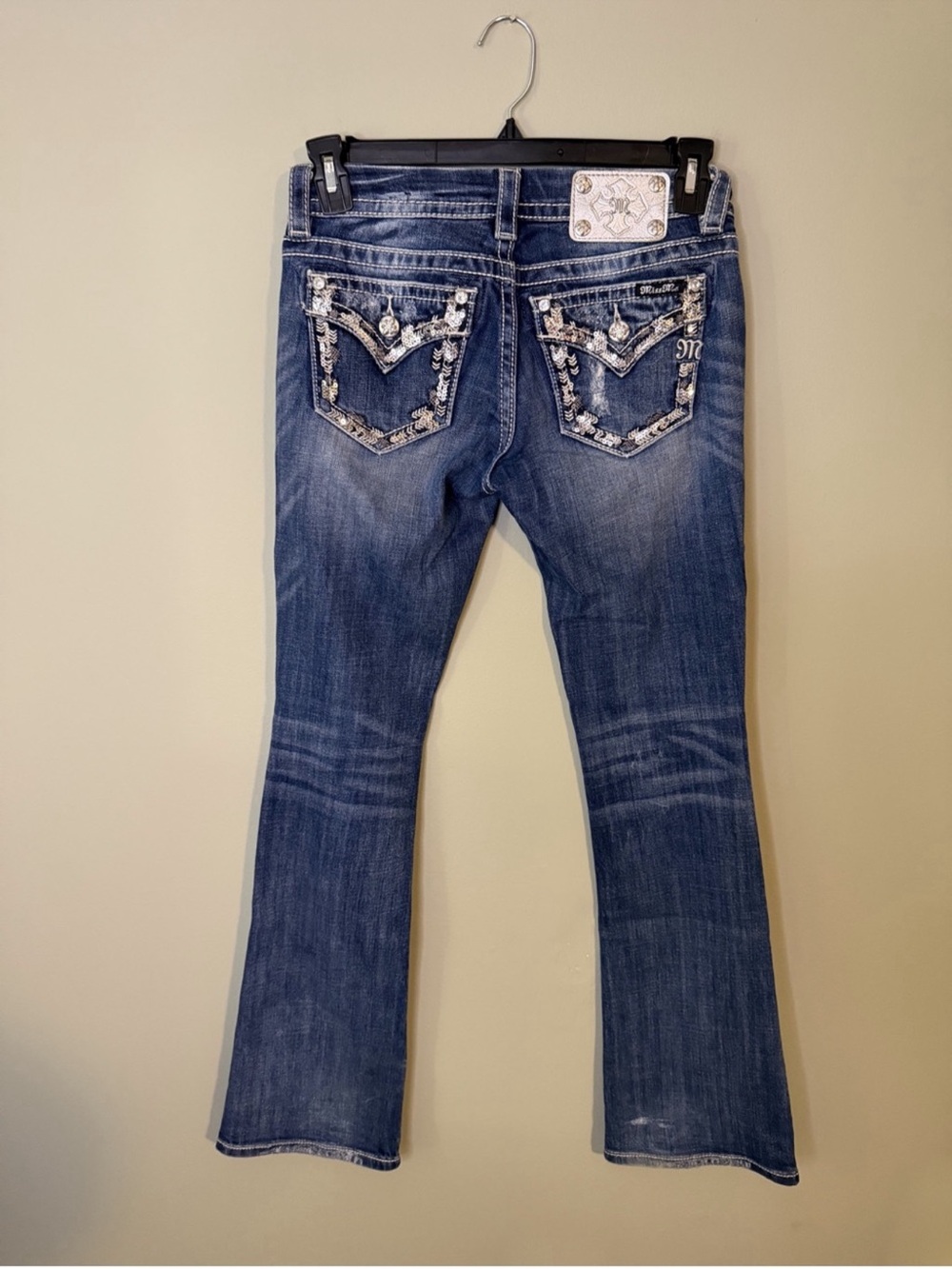Gorgeous Y2K Miss Me Signature Boot Jeans With Embellished Pockets 33” Inseam